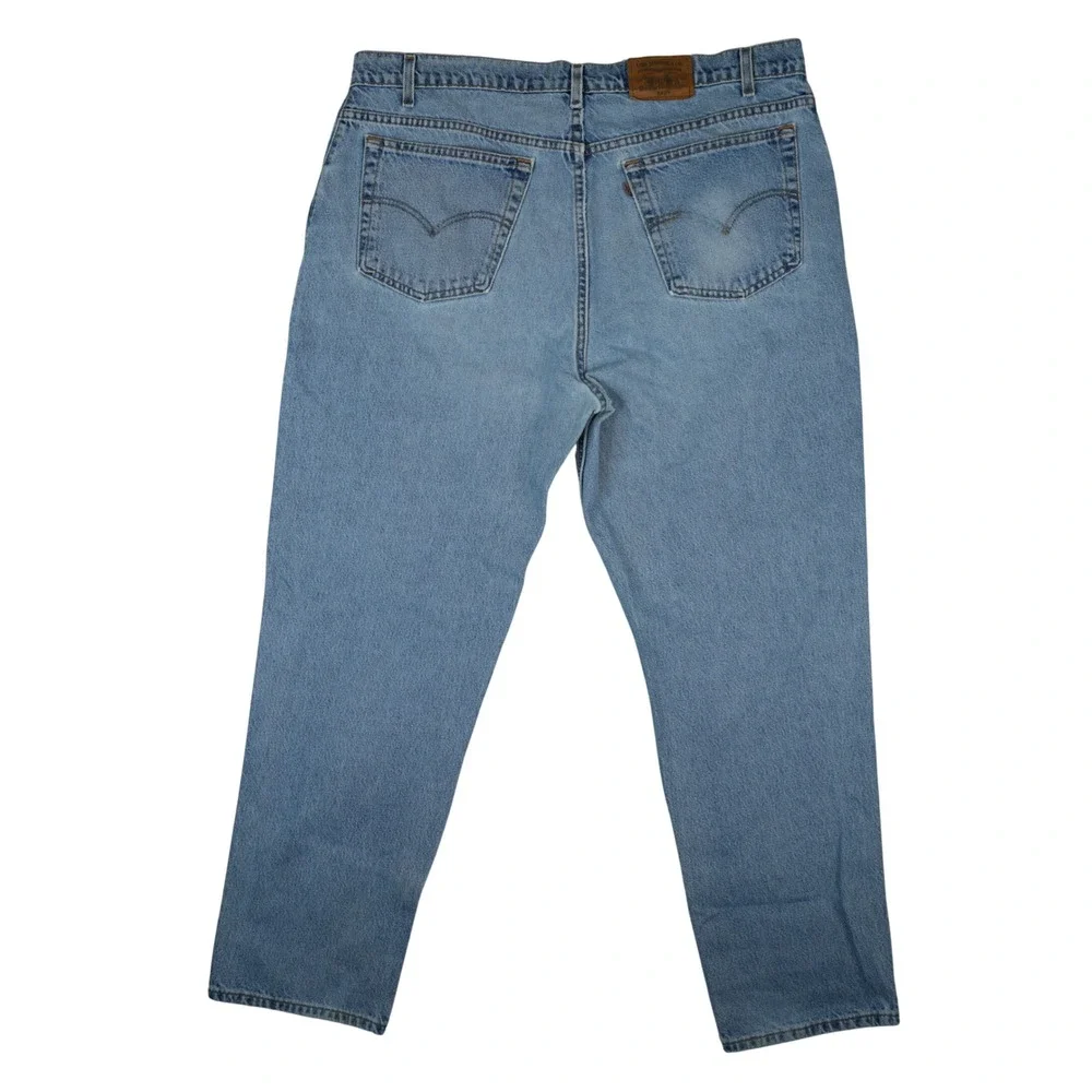 Vintage Levis 545‎ Jeans Mens Blue 42x32 Loose Fit Distressed Brown Tab 90s 1998